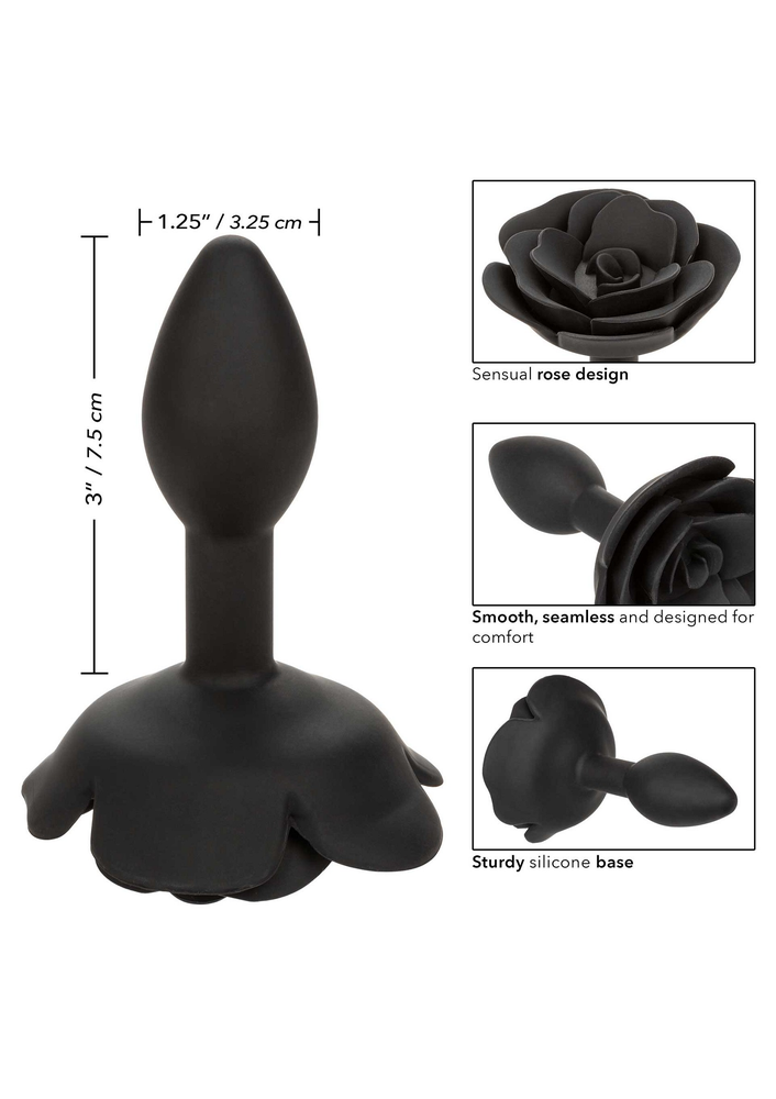 CalExotics Forbidden Small Rose Anal Plug BLACK - 2