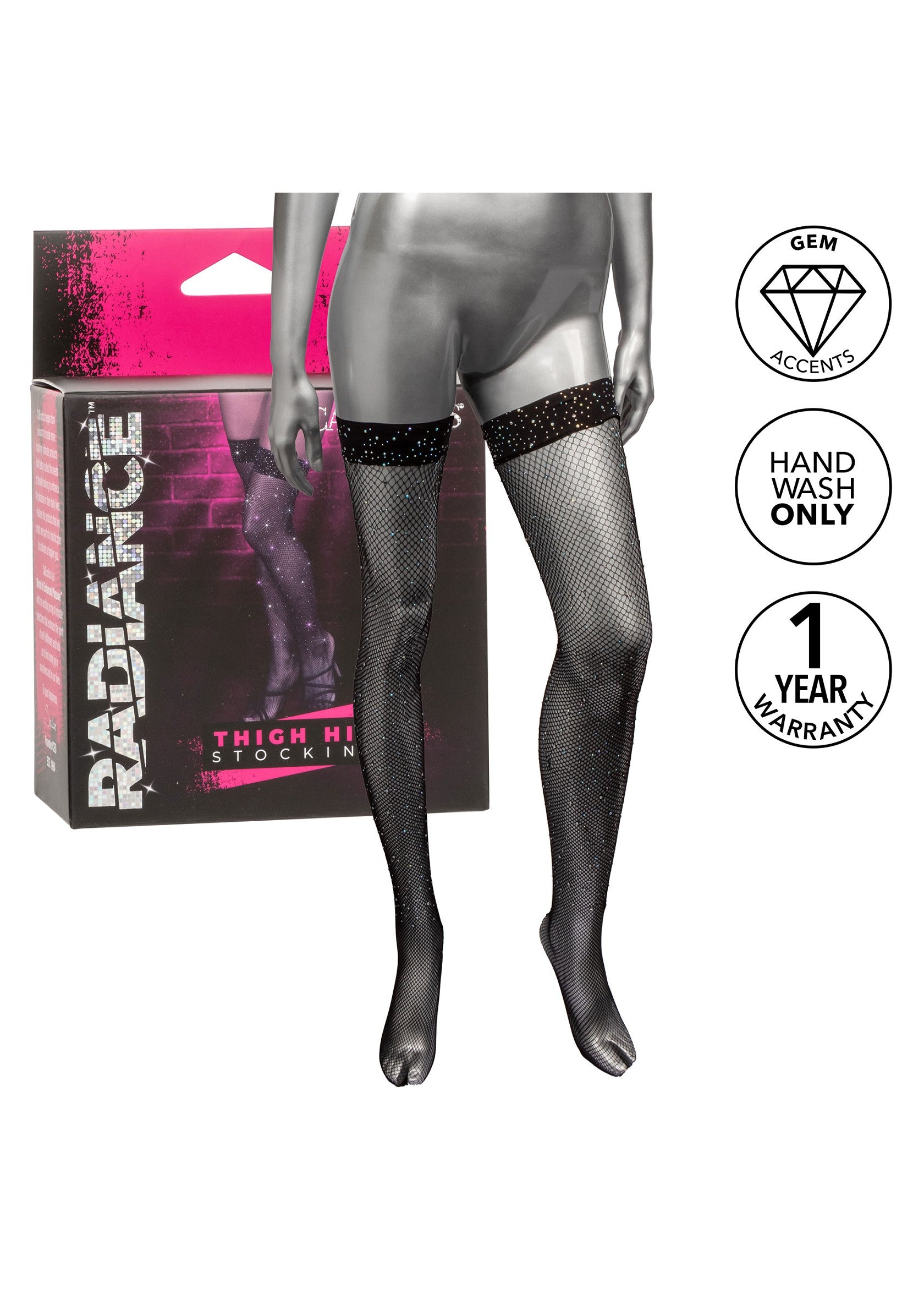 CalExotics Radiance Thigh High Stockings BLACK O/S - 743