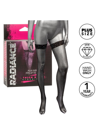 CalExotics Radiance Plus Size Thigh High Stockings BLACK PLUS - 751