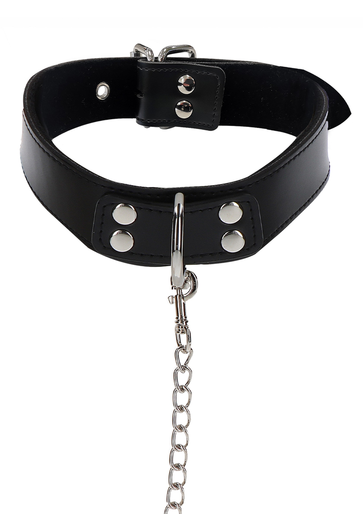 Taboom Bondage Essentials Elegant Collar and Chain Leash BLACK - 2