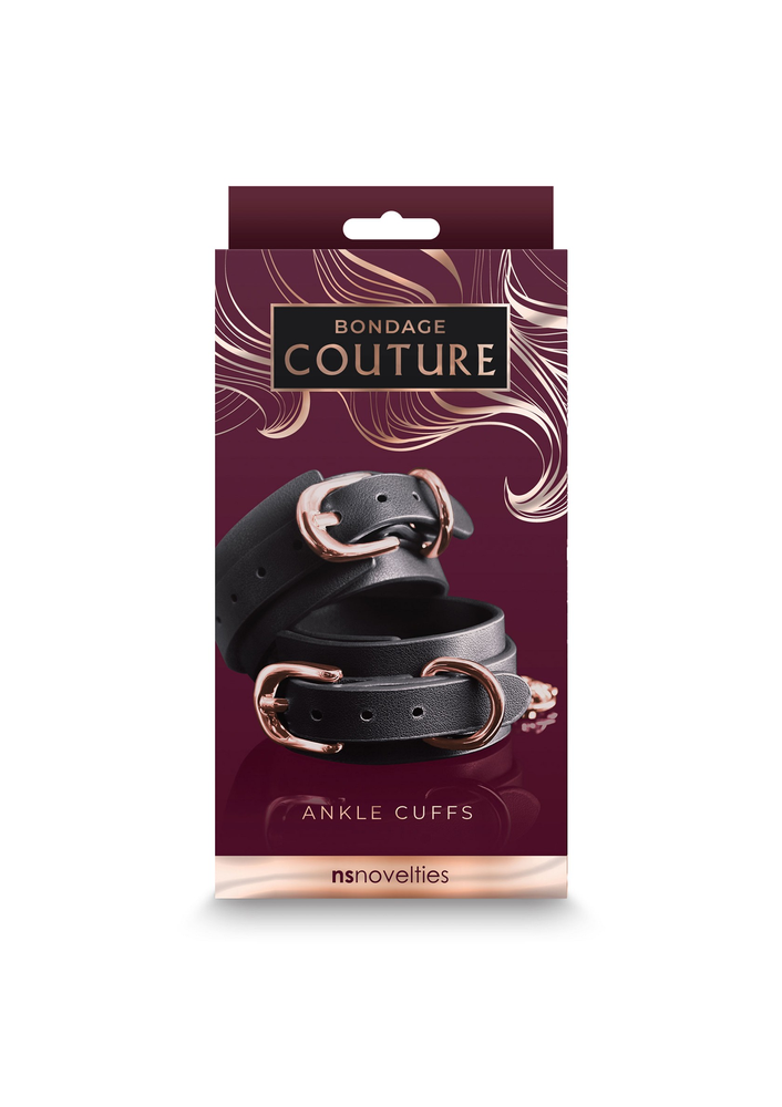 NS Novelties Bondage Couture Ankle Cuffs BLACK - 0