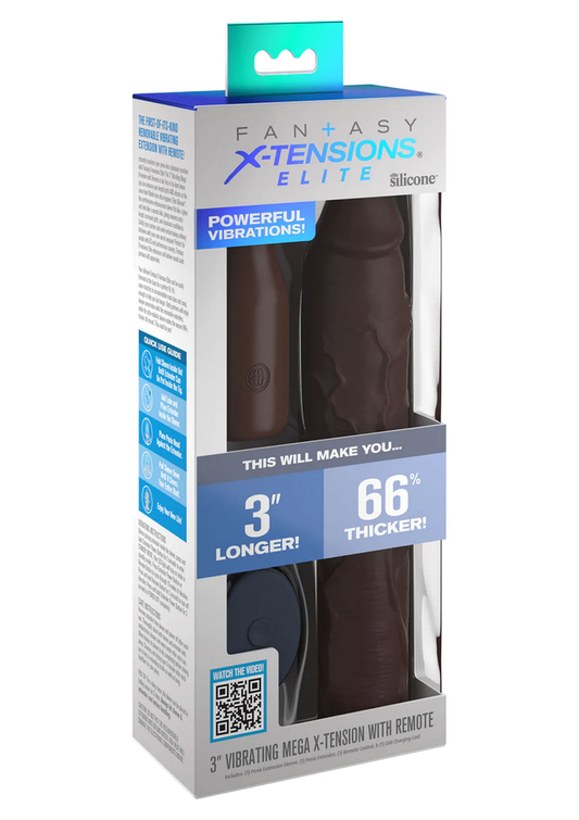 Pipedream Fantasy X-Tensions - Elite 3' Vibrating Mega X-tension with Remote - Brown - Braune Hautfarbe