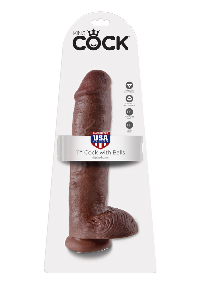 Pipedream King Cock 11' With Balls BROWN - 0