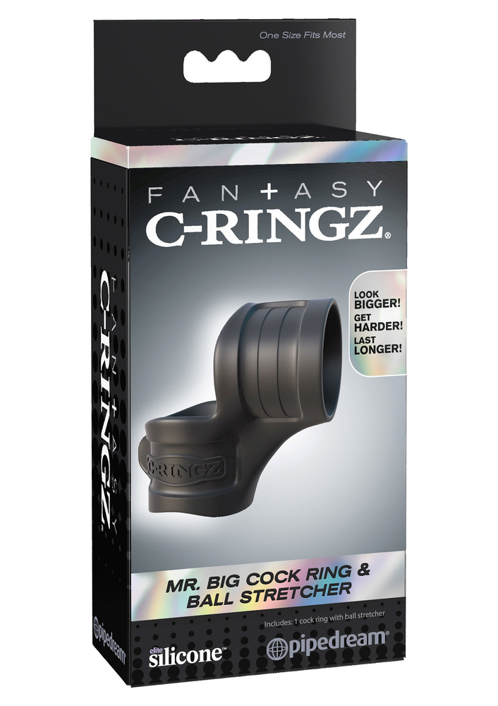 Pipedream Fantasy C-Ringz Mr. Big Cock Ring & Stretcher BLACK - 0