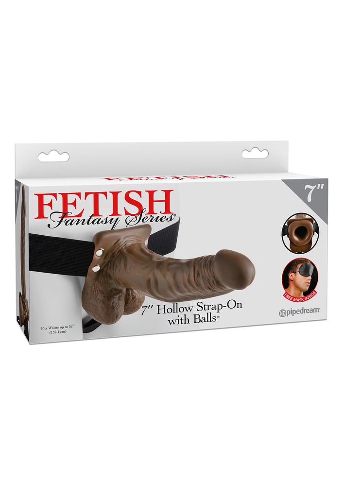 Pipedream Fetish Fantasy 7' Hollow Strap-On Balls BROWN - 2