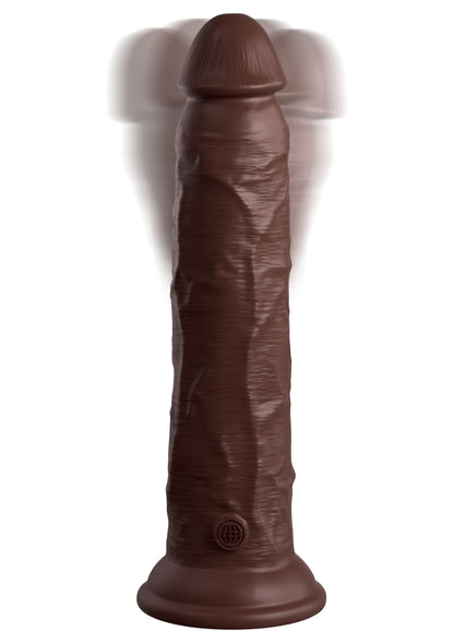 Pipedream King Cock Elite - 9' Vibrating Silicone Dual Density Cock with Remote BROWN - 8