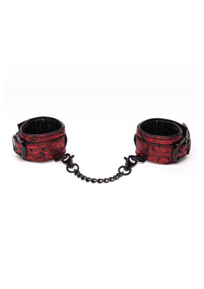 Reverse PU Leather Wrist Cuffs RED - 1