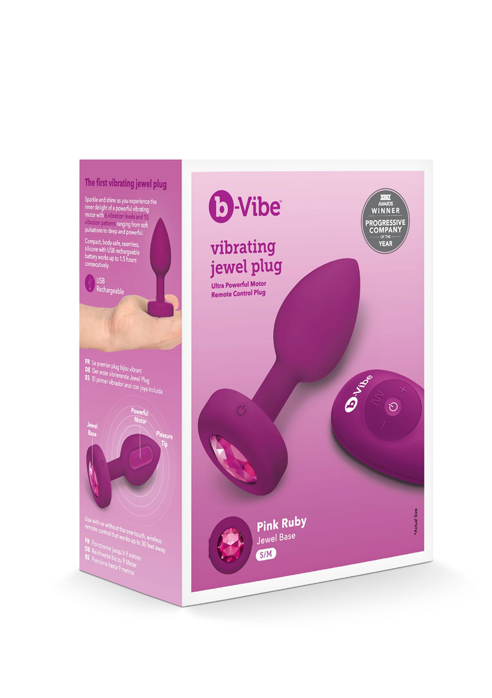 B-Vibe Vibrating Jewel Plug S/M FUCHSIA - 1