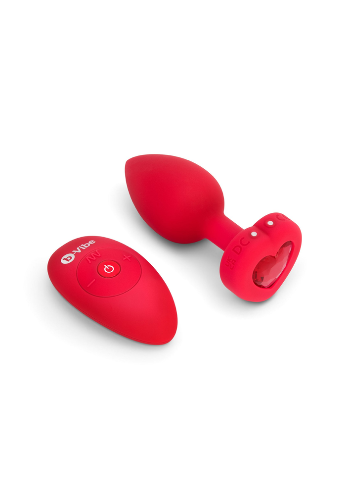 B-Vibe Vibrating Heart Plug M/L RED - 5