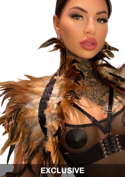 Kinky Diva Feather Shoulder Wrap NUDE O/S - 1187