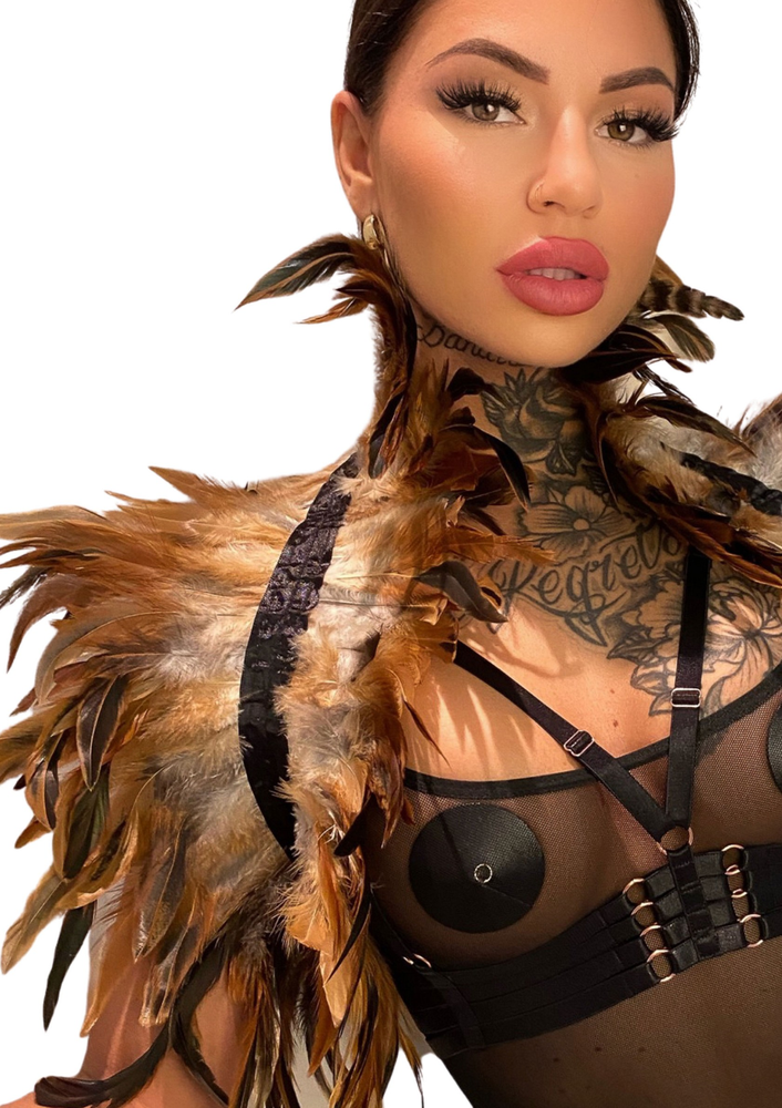 Kinky Diva Feather Shoulder Wrap NUDE O/S - 0