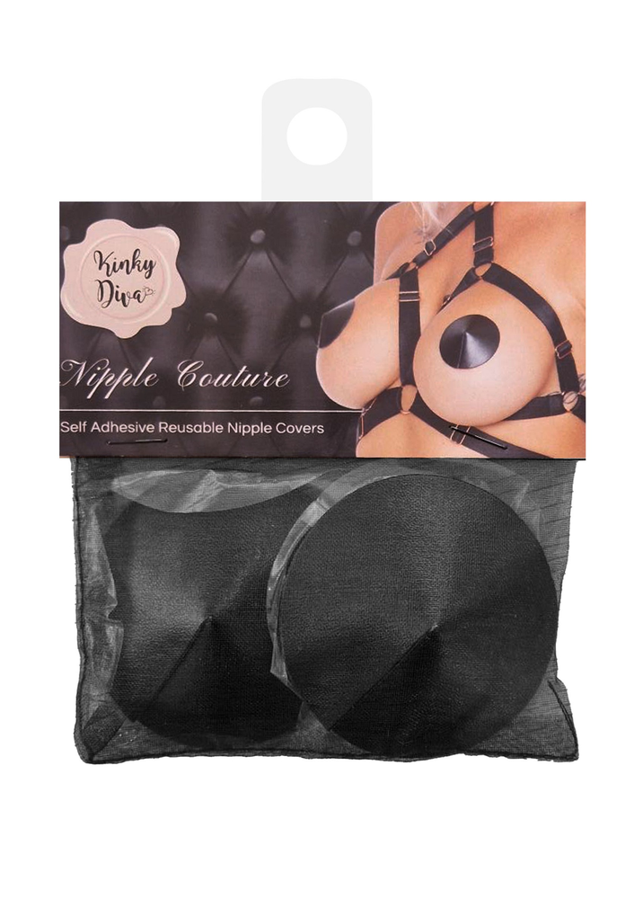 Kinky Diva PU Leather Nipple Covers BLACK O/S - 2