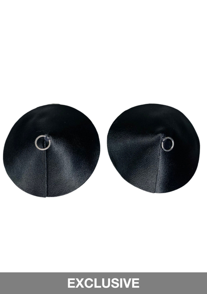 Kinky Diva PU Leather Nipple Covers Ring SILVER O/S - 1234