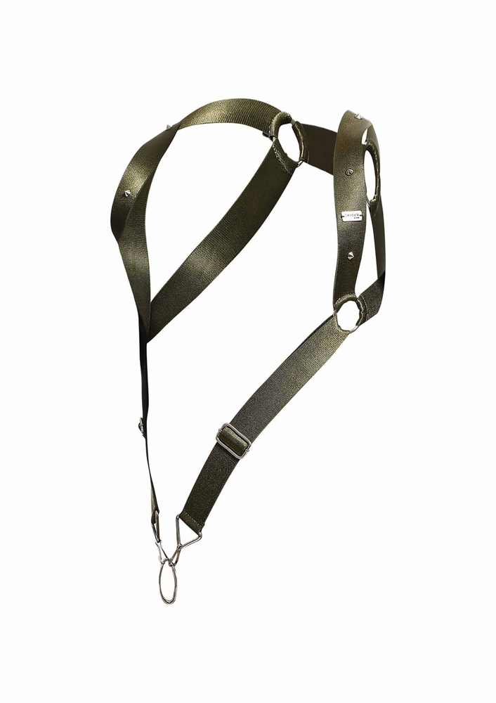 MOB Eroticwear Dngeon Straigh Back Harness GREEN O/S - 1