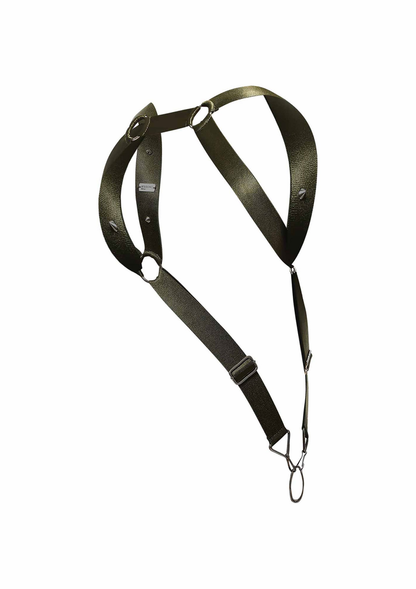 MOB Eroticwear Dngeon Straigh Back Harness GREEN O/S - 6