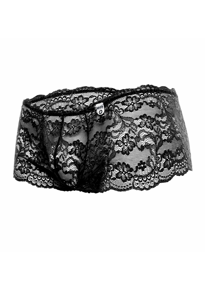 MOB Eroticwear Rose Lace Boy Short BLACK S/M - 4