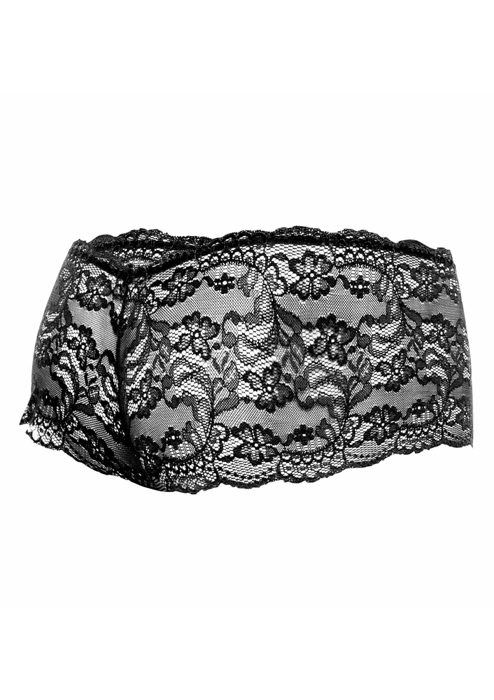 MOB Eroticwear Rose Lace Boy Short BLACK S/M - 5