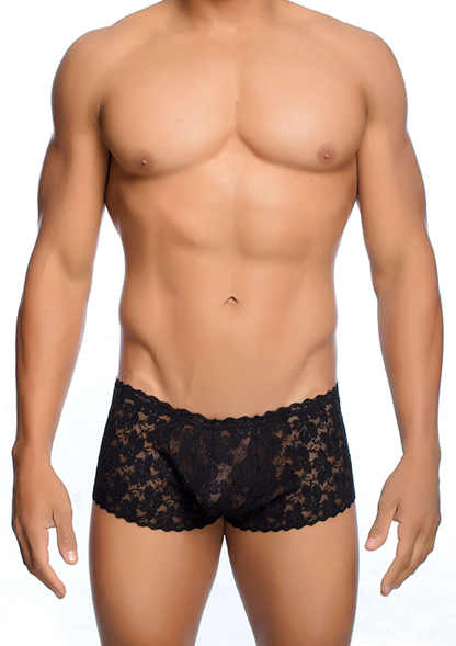 MOB Eroticwear Rose Lace Boy Short BLACK S/M - 6