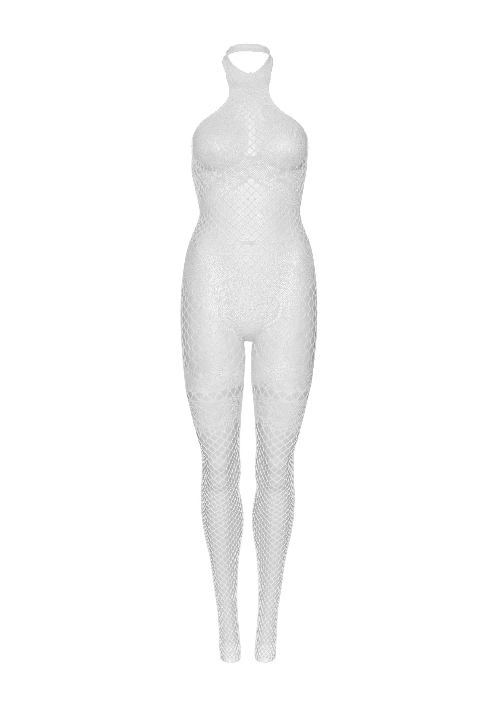 Leg Avenue Net halter bodystocking WHITE O/S - 1