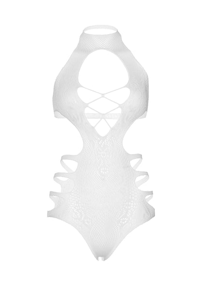 Leg Avenue Cut out strappy bodysuit WHITE O/S - 4