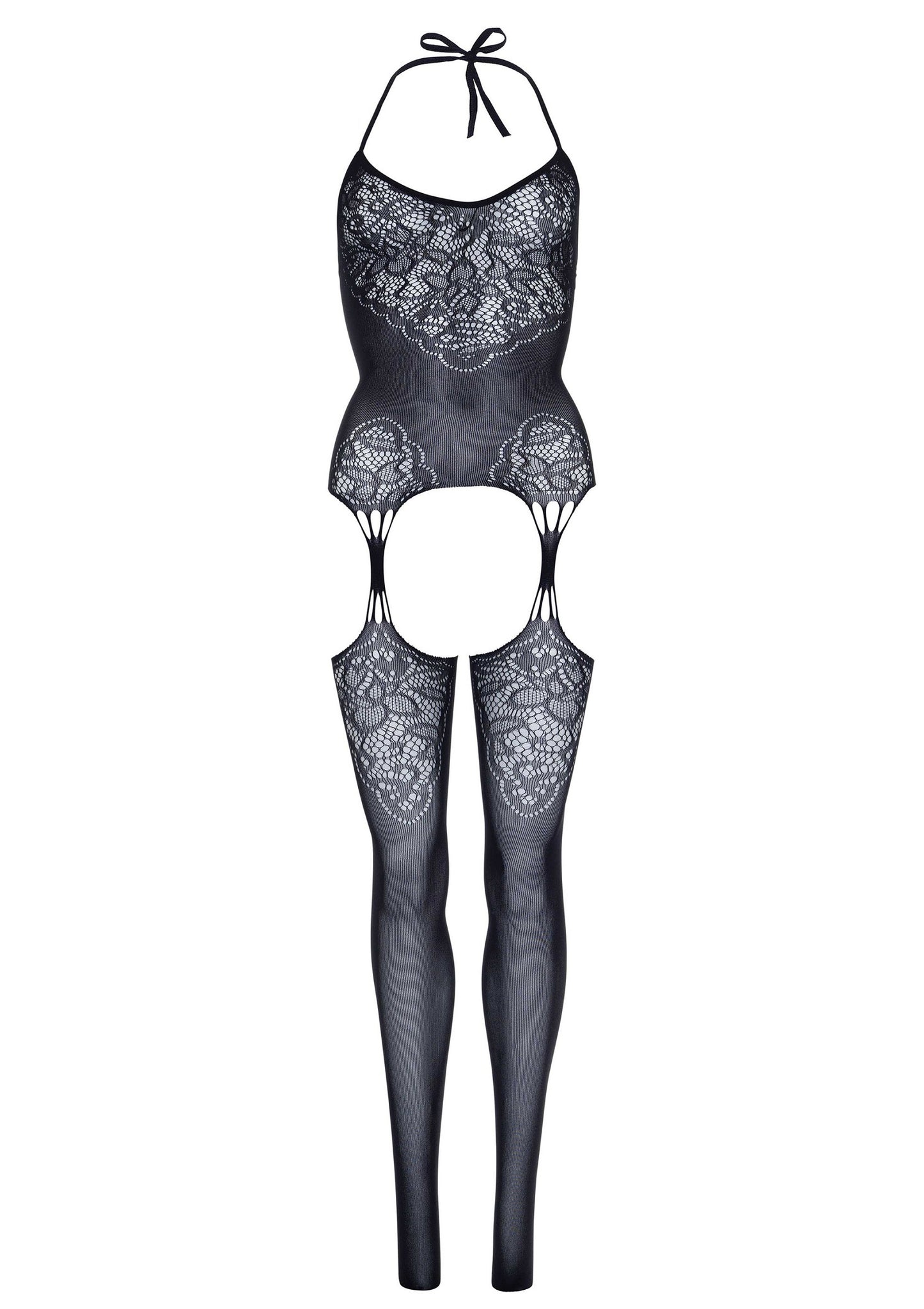 Leg Avenue Jacquard Net Bodystocking BLACK O/S - 2