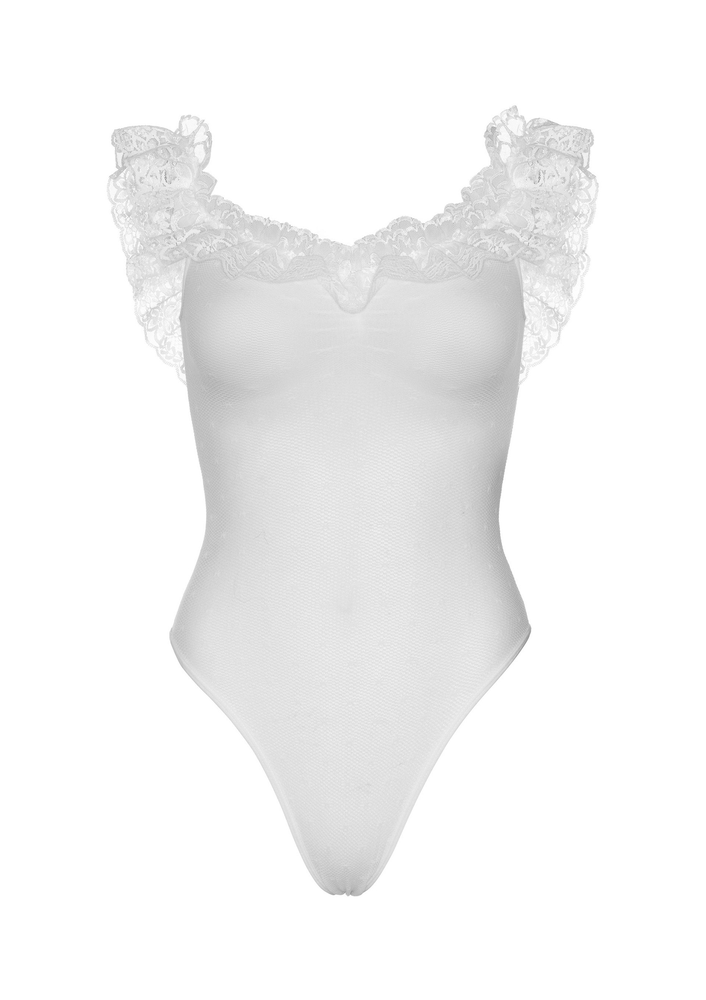 Leg Avenue Off the shoulder teddy WHITE O/S - 3