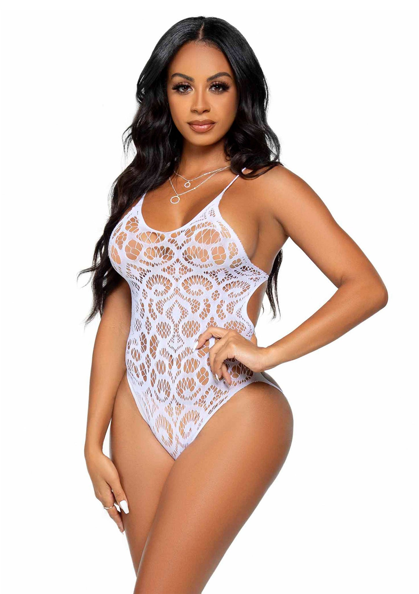 Leg Avenue Seamless scroll lace bodysuit WHITE O/S - 0