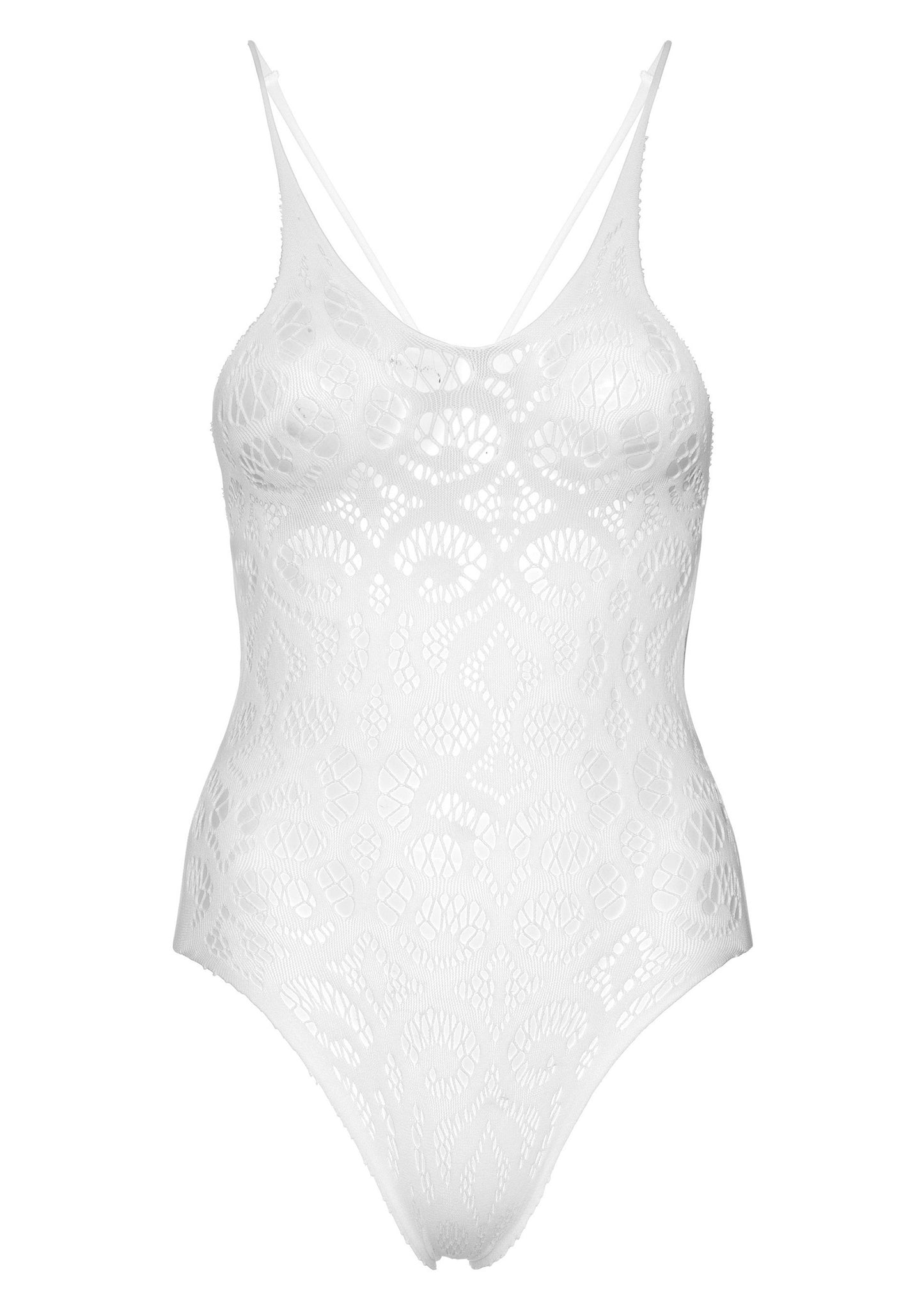 Leg Avenue Seamless scroll lace bodysuit WHITE O/S - 2