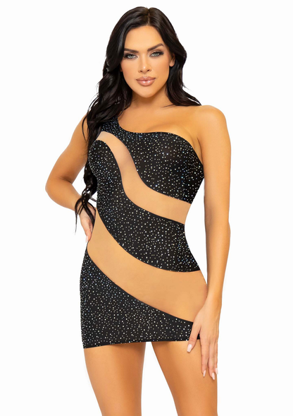 Leg Avenue Spandex Asymmetrical Minidress BLACK S - 4