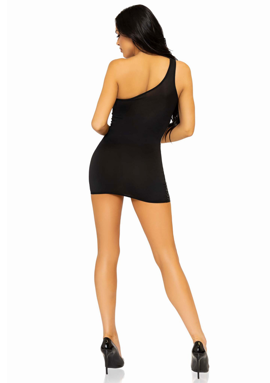 Leg Avenue Spandex Asymmetrical Minidress - Schwarz