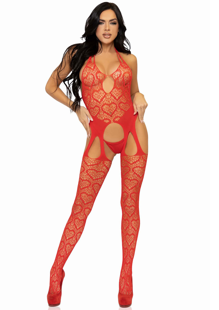 Leg Avenue Net Suspender Bodystocking RED O/S - 8