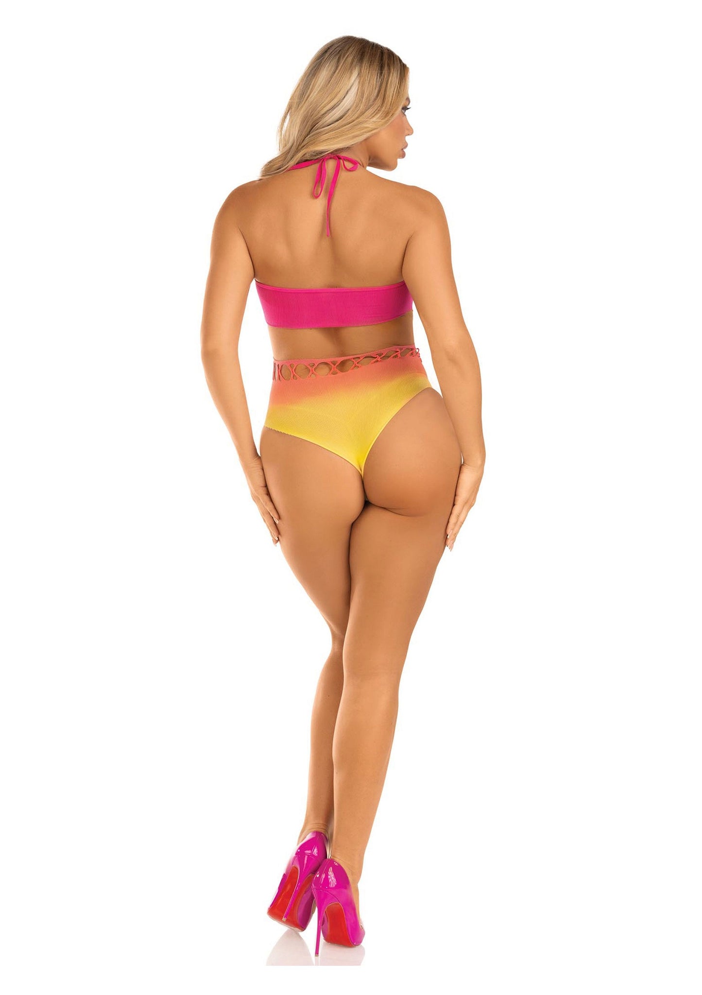 Leg Avenue Seamless ombre halter bodysuit PINK O/S - 1795