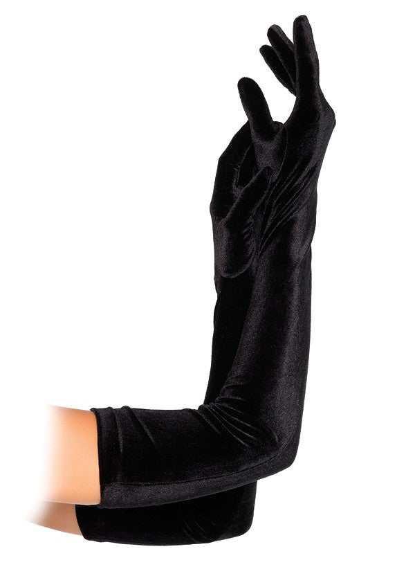 Leg Avenue Velvet Opera Length Gloves BLACK O/S - 0