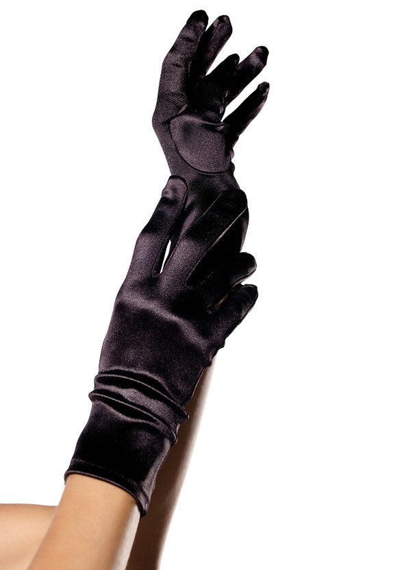 Leg Avenue Wrist Length Satin Gloves BLACK O/S - 0