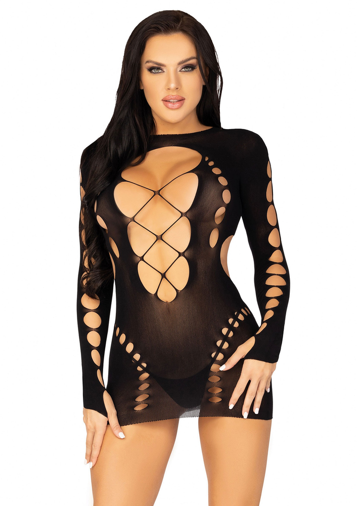 Leg Avenue Long Sleeve Cut Out Mini Dress BLACK O/S - 0