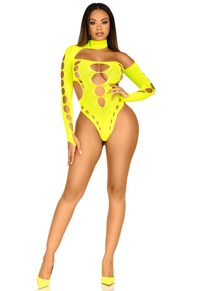 Leg Avenue Seamless Thong Back Bodysuit YELLOW O/S - 1